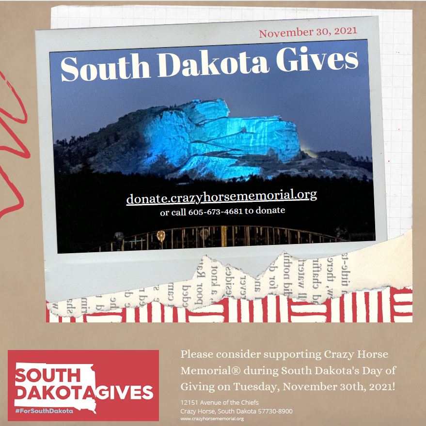 Crazy Horse Memorial®: SOUTH DAKOTA GIVES on Tuesday, November 30th!